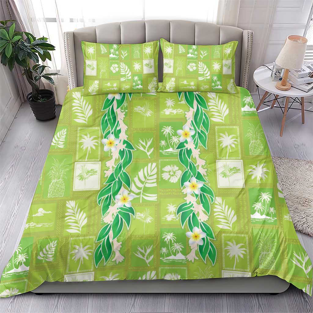 Aloha Hawaii Tuberose Lei Bedding Set Tropical Vibes Green Color LT14 - Polynesian Pride