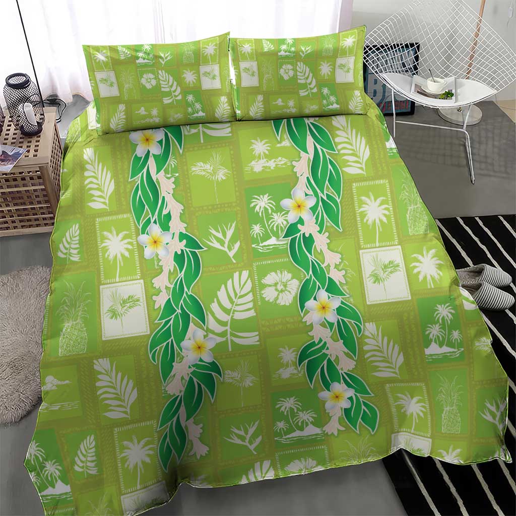 Aloha Hawaii Tuberose Lei Bedding Set Tropical Vibes Green Color LT14 - Polynesian Pride