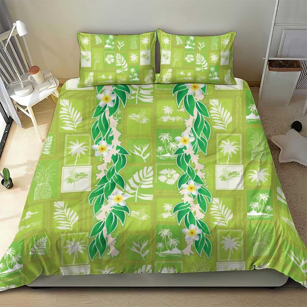 Aloha Hawaii Tuberose Lei Bedding Set Tropical Vibes Green Color LT14 - Polynesian Pride