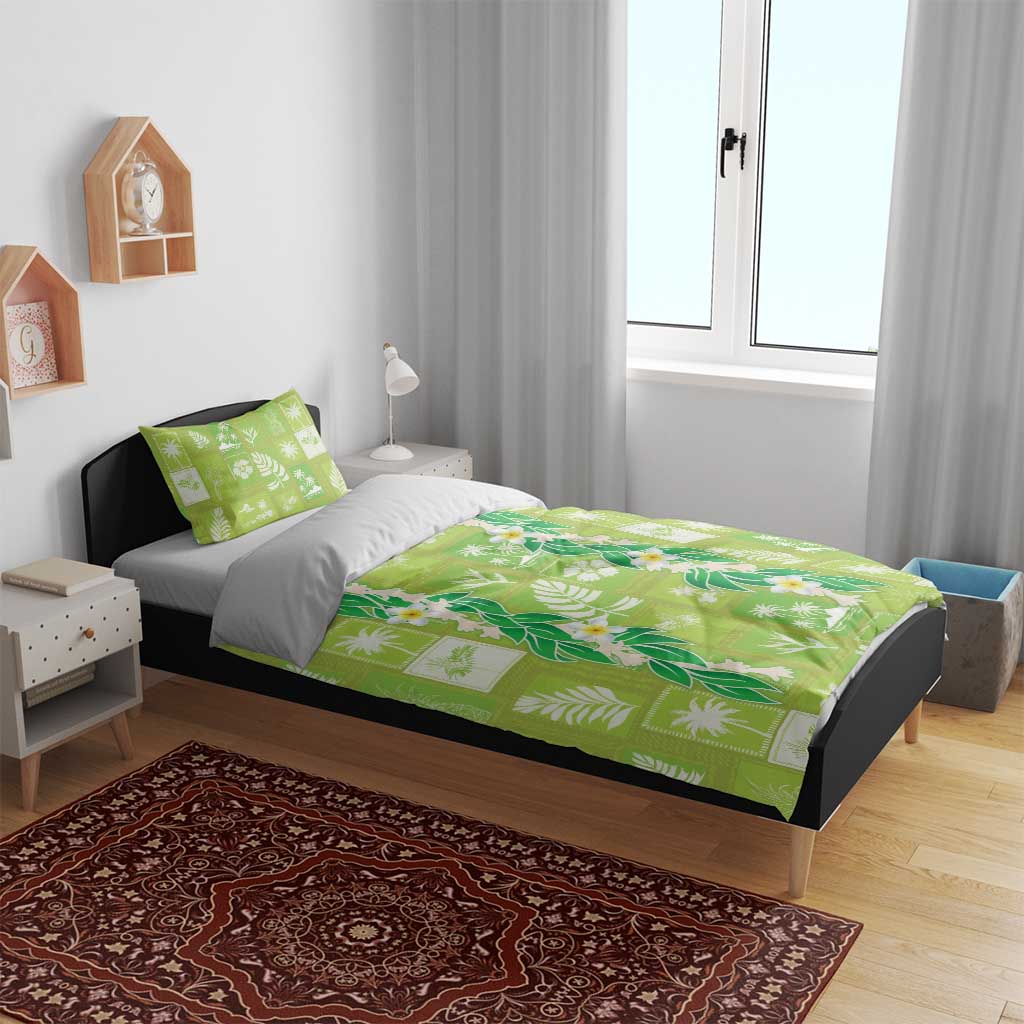 Aloha Hawaii Tuberose Lei Bedding Set Tropical Vibes Green Color LT14 - Polynesian Pride