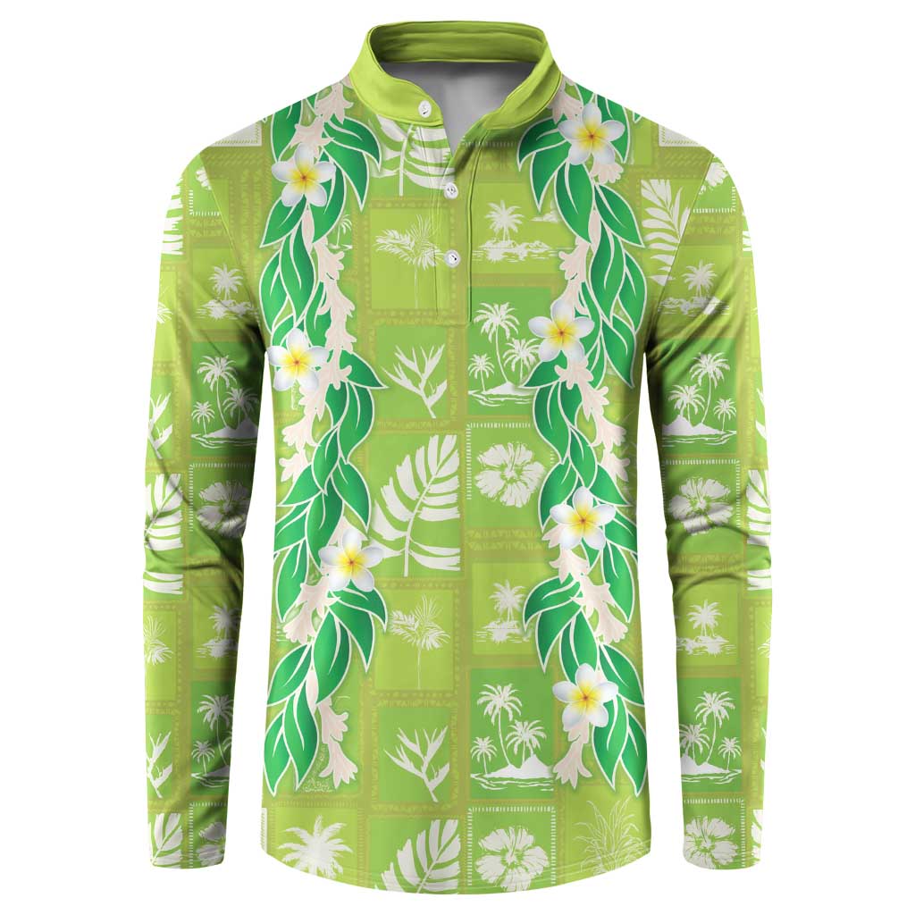 Aloha Hawaii Tuberose Lei Button Sweatshirt Tropical Vibes Green Color LT14 Green - Polynesian Pride