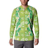 Aloha Hawaii Tuberose Lei Button Sweatshirt Tropical Vibes Green Color LT14 - Polynesian Pride