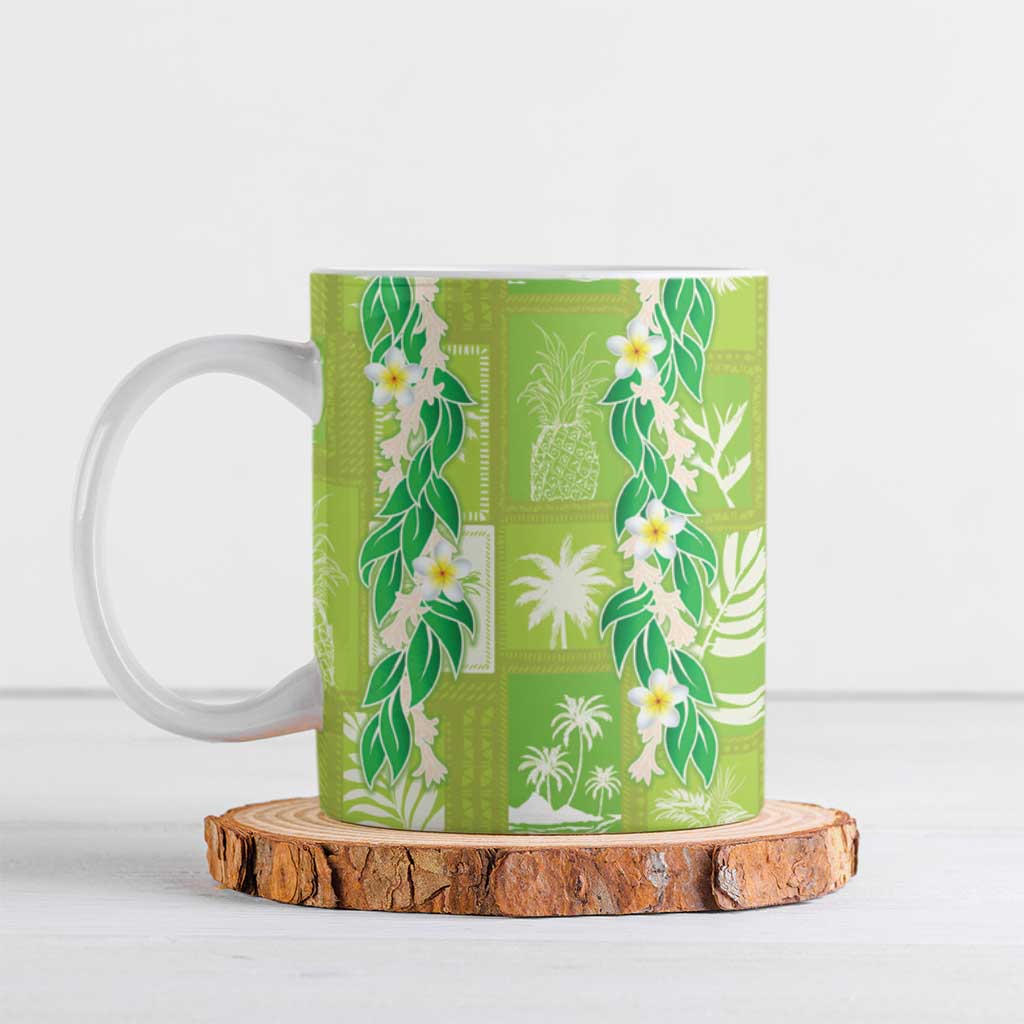 Aloha Hawaii Tuberose Lei Ceramic Mug Tropical Vibes Green Color LT14 Green - Polynesian Pride