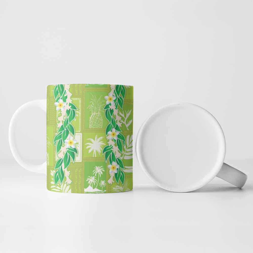 Aloha Hawaii Tuberose Lei Ceramic Mug Tropical Vibes Green Color LT14 - Polynesian Pride
