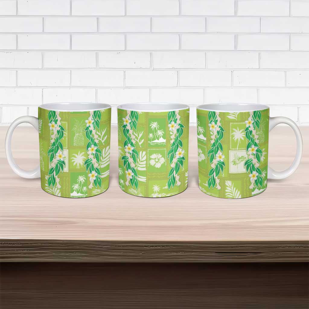Aloha Hawaii Tuberose Lei Ceramic Mug Tropical Vibes Green Color LT14 - Polynesian Pride