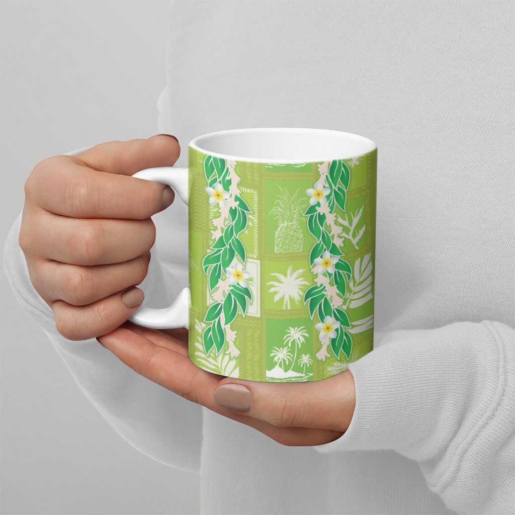 Aloha Hawaii Tuberose Lei Ceramic Mug Tropical Vibes Green Color LT14 - Polynesian Pride