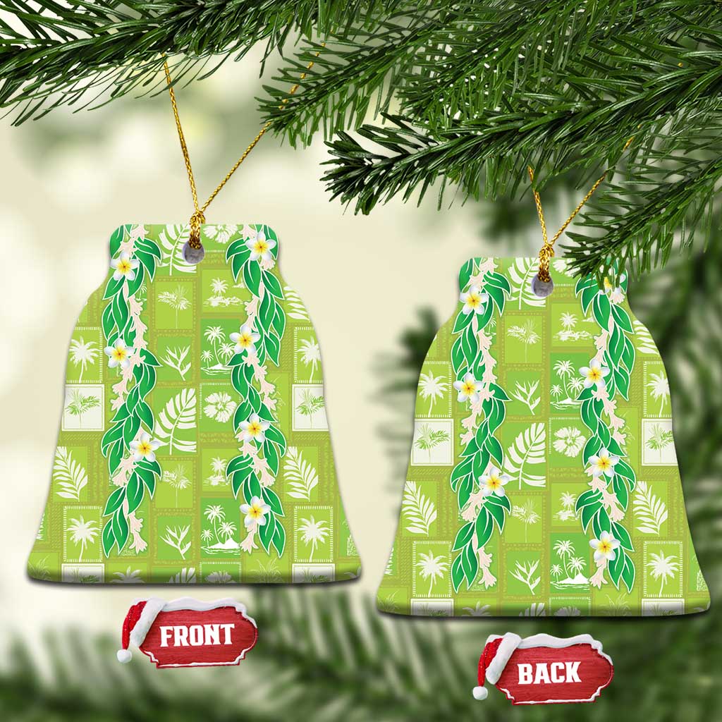 Aloha Hawaii Tuberose Lei Ceramic Ornament Tropical Vibes Green Color LT14 Bell Flake Green - Polynesian Pride
