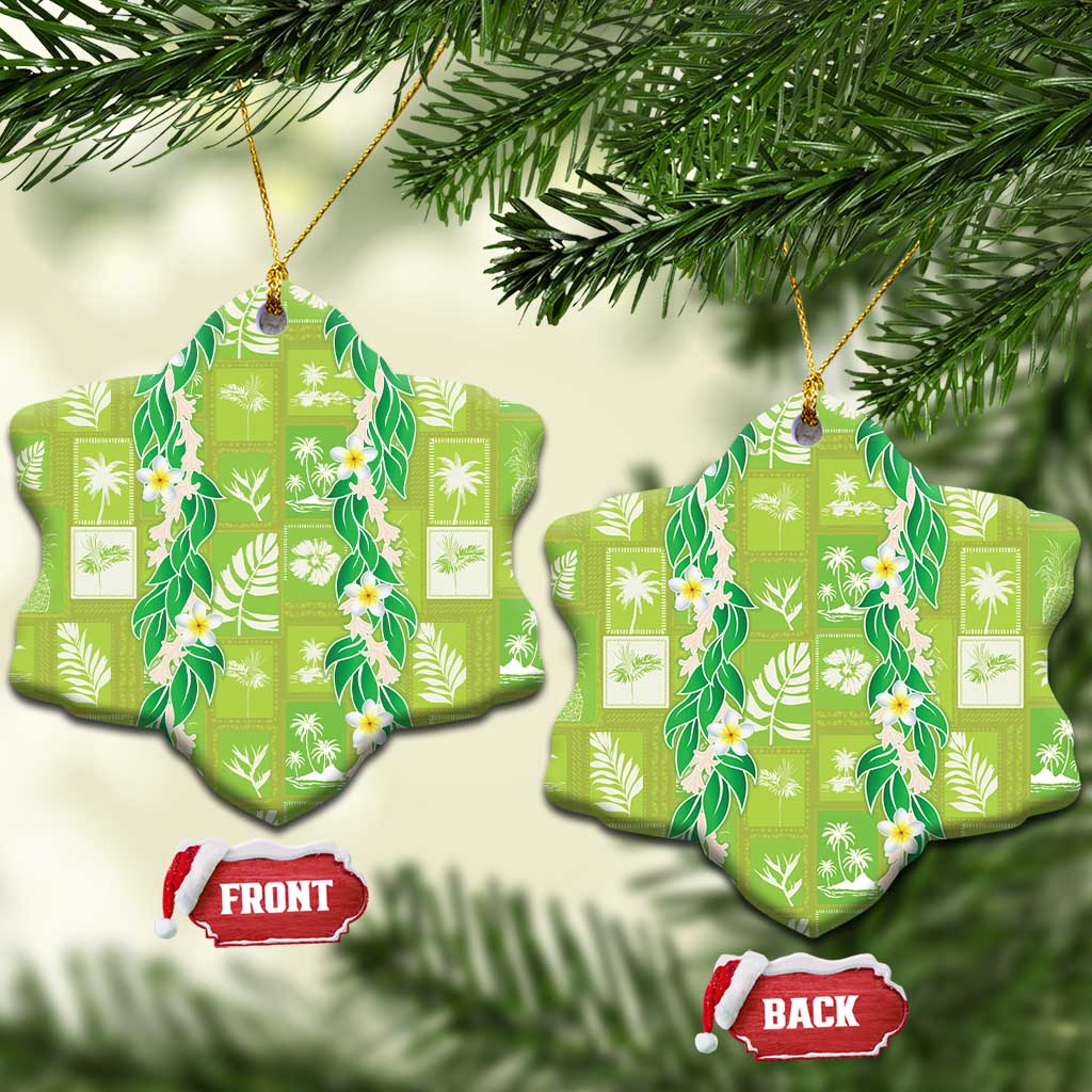 Aloha Hawaii Tuberose Lei Ceramic Ornament Tropical Vibes Green Color LT14 Snow Flake Green - Polynesian Pride