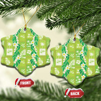 Aloha Hawaii Tuberose Lei Ceramic Ornament Tropical Vibes Green Color LT14 Snow Flake Green - Polynesian Pride