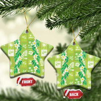 Aloha Hawaii Tuberose Lei Ceramic Ornament Tropical Vibes Green Color LT14 Star Green - Polynesian Pride