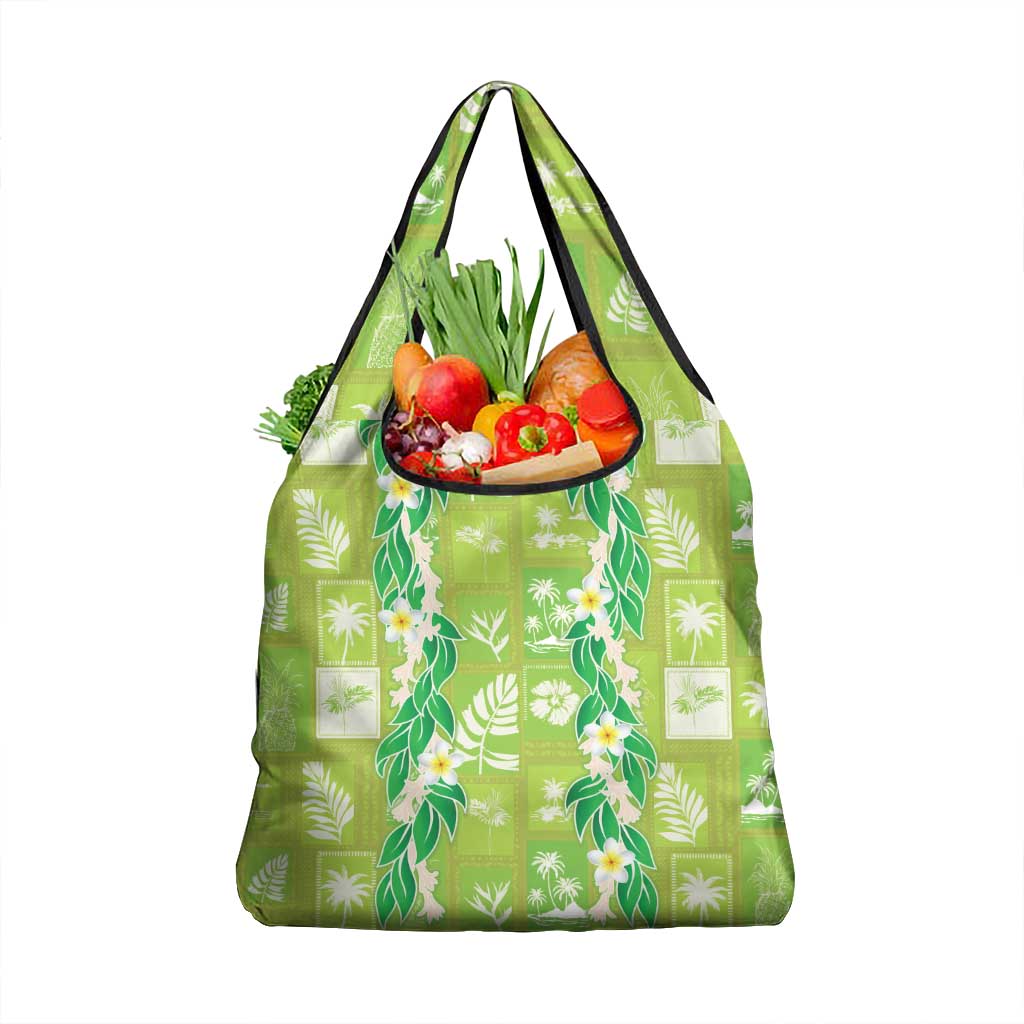 Aloha Hawaii Tuberose Lei Grocery Bag Tropical Vibes Green Color LT14 1-pack One Size Green - Polynesian Pride