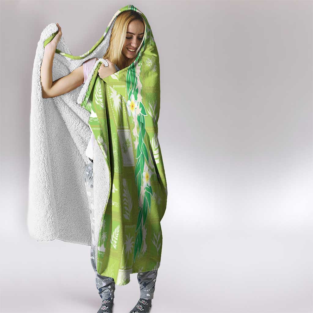 Aloha Hawaii Tuberose Lei Hooded Blanket Tropical Vibes Green Color LT14 - Polynesian Pride