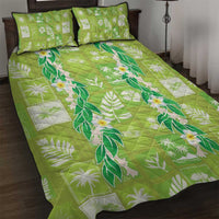 Aloha Hawaii Tuberose Lei Quilt Bed Set Tropical Vibes Green Color LT14 Green - Polynesian Pride