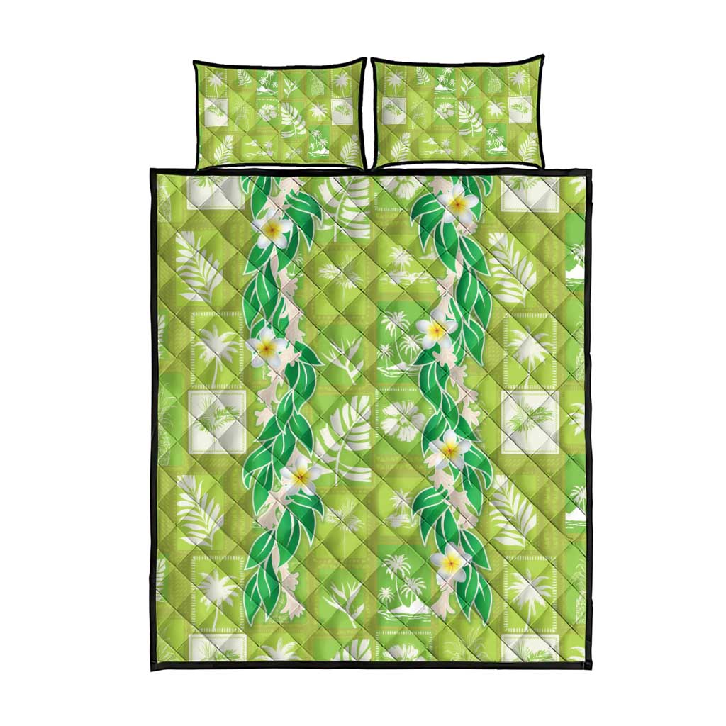 Aloha Hawaii Tuberose Lei Quilt Bed Set Tropical Vibes Green Color LT14 - Polynesian Pride