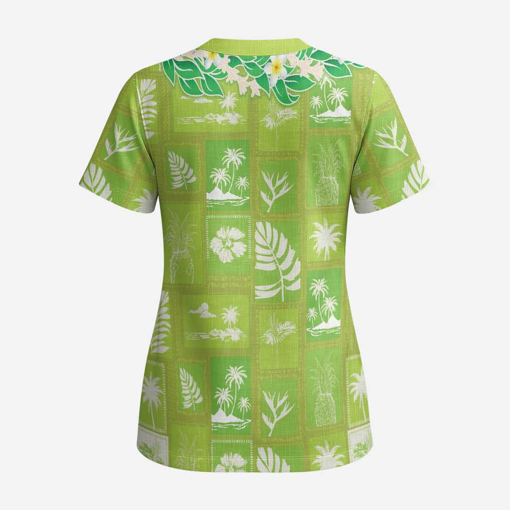 Aloha Hawaii Tuberose Lei Scrub Top Tropical Vibes Green Color LT14 - Polynesian Pride