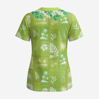 Aloha Hawaii Tuberose Lei Scrub Top Tropical Vibes Green Color LT14 - Polynesian Pride