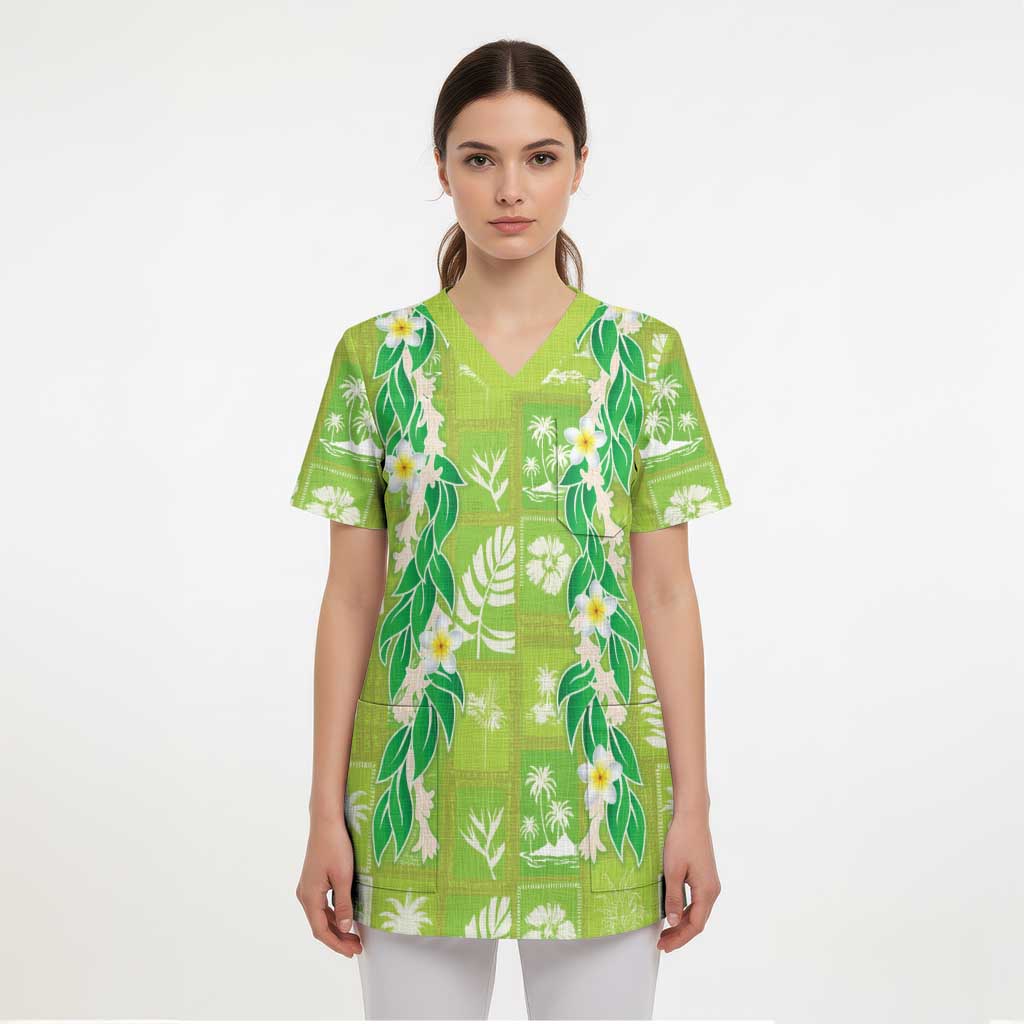Aloha Hawaii Tuberose Lei Scrub Top Tropical Vibes Green Color LT14 - Polynesian Pride