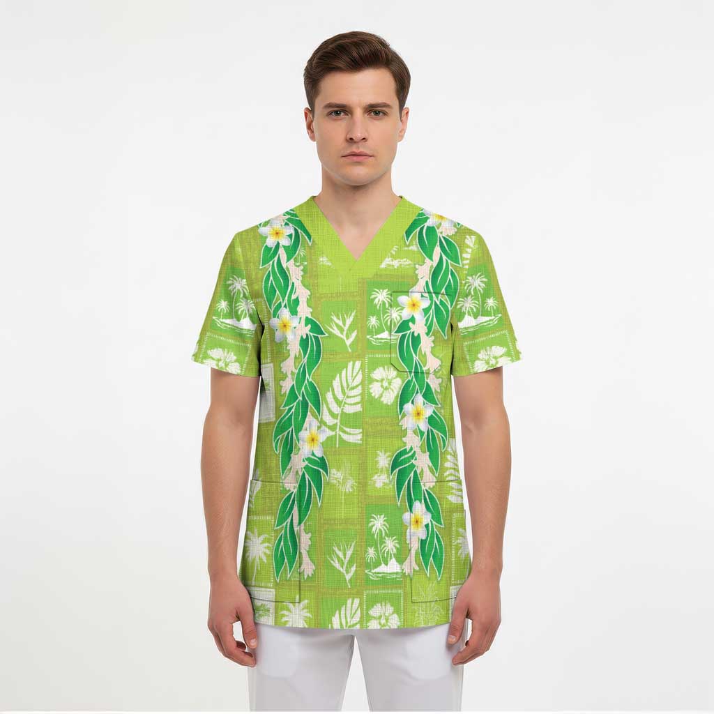 Aloha Hawaii Tuberose Lei Scrub Top Tropical Vibes Green Color LT14 - Polynesian Pride