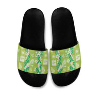 Aloha Hawaii Tuberose Lei Slide Sandals Tropical Vibes Green Color LT14 Green - Polynesian Pride