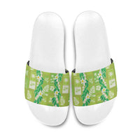 Aloha Hawaii Tuberose Lei Slide Sandals Tropical Vibes Green Color LT14 Green - Polynesian Pride