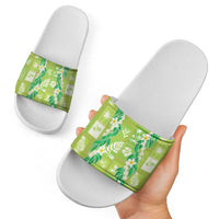 Aloha Hawaii Tuberose Lei Slide Sandals Tropical Vibes Green Color LT14 - Polynesian Pride