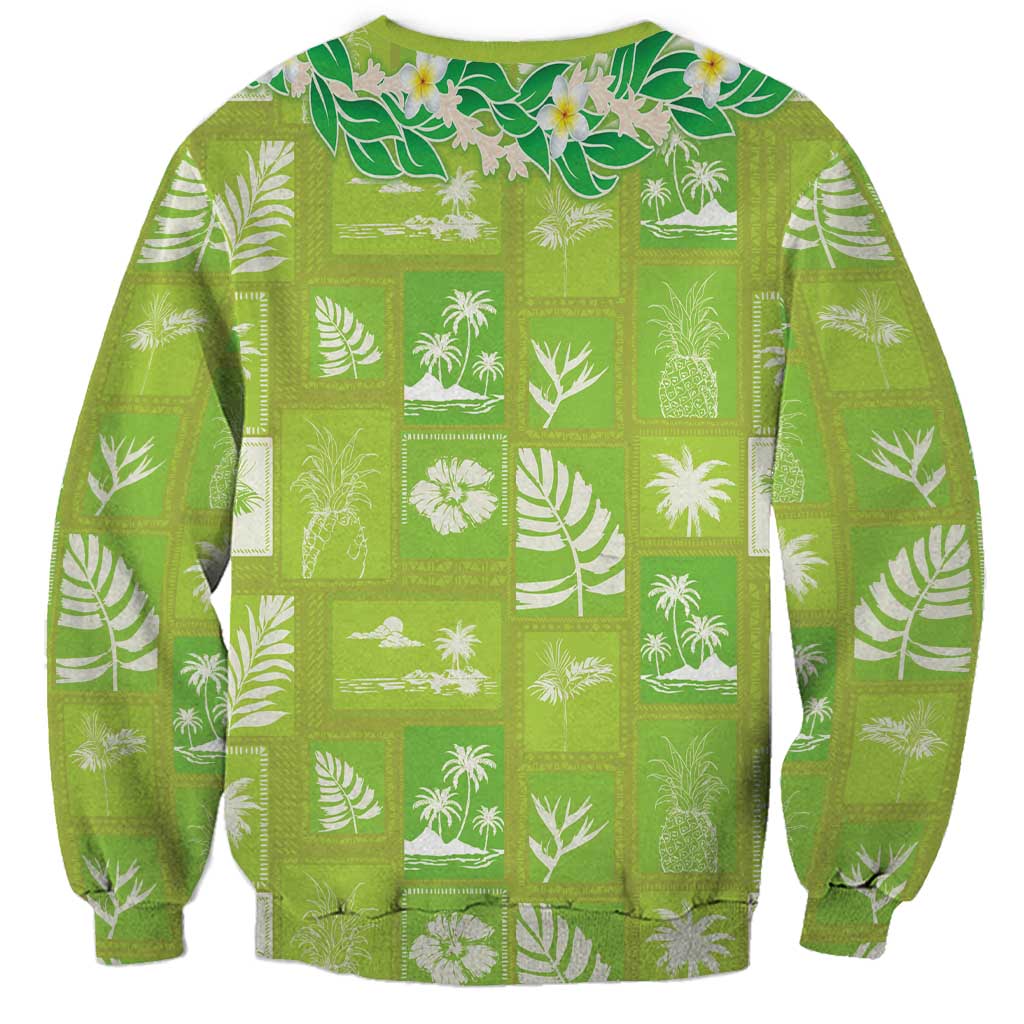 Aloha Hawaii Tuberose Lei Sweatshirt Tropical Vibes Green Color LT14 - Polynesian Pride