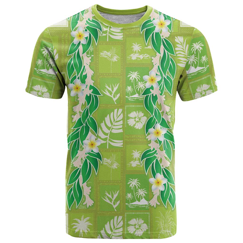 Aloha Hawaii Tuberose Lei T Shirt Tropical Vibes Green Color LT14 Green - Polynesian Pride