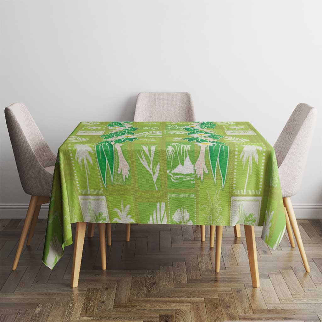 Aloha Hawaii Tuberose Lei Tablecloth Tropical Vibes Green Color LT14 - Polynesian Pride