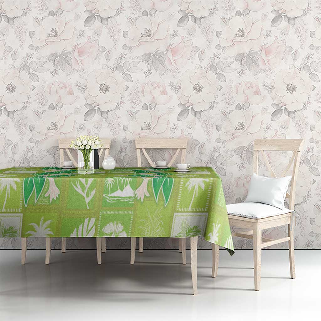 Aloha Hawaii Tuberose Lei Tablecloth Tropical Vibes Green Color LT14 - Polynesian Pride
