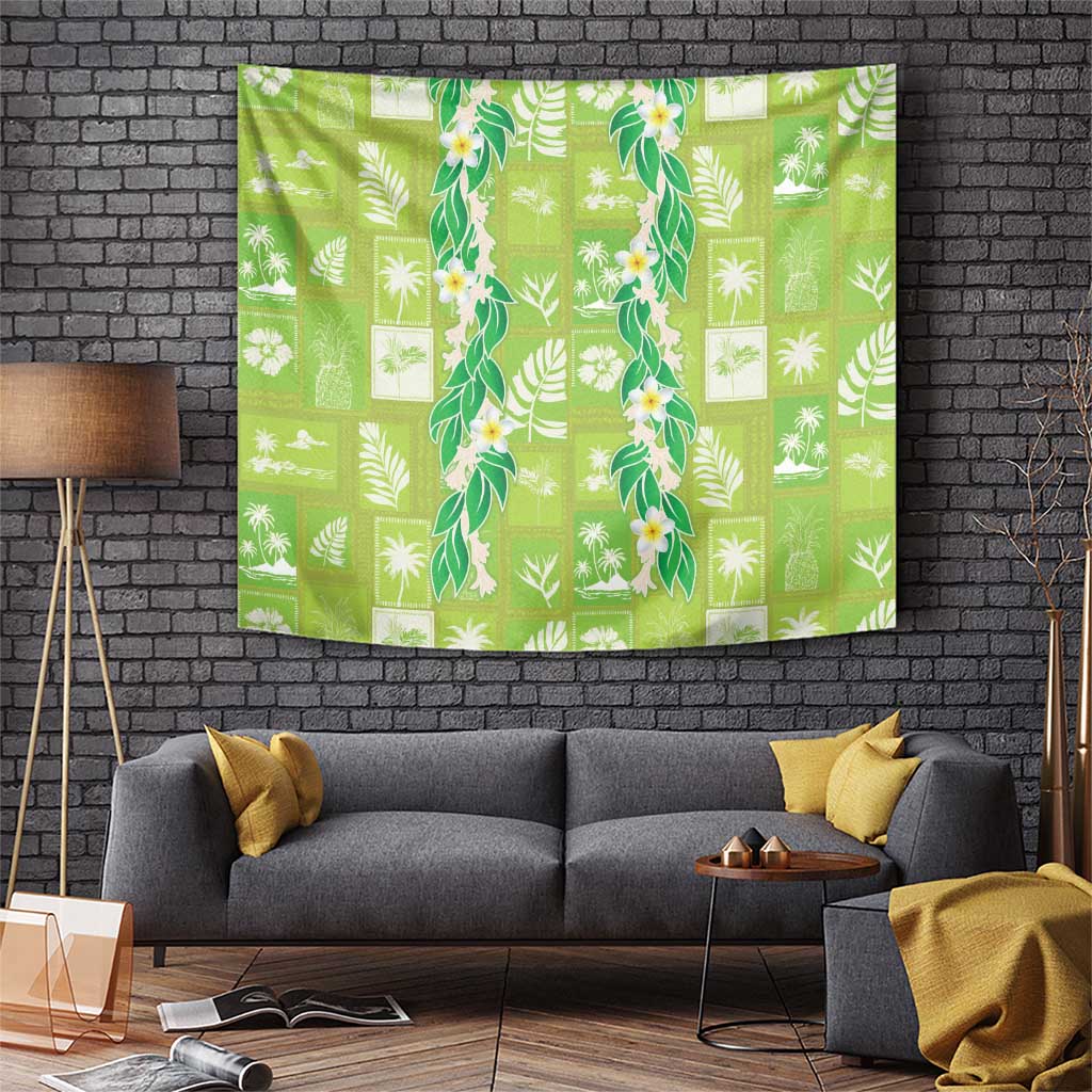 Aloha Hawaii Tuberose Lei Tapestry Tropical Vibes Green Color LT14 Green - Polynesian Pride