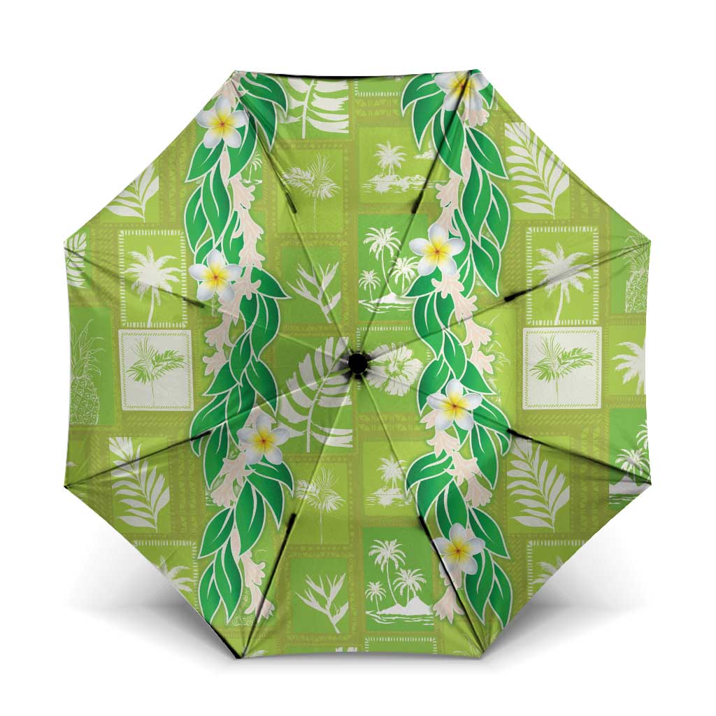 Aloha Hawaii Tuberose Lei Umbrella Tropical Vibes Green Color LT14 One Size Folded 11.42 inch Opened Diameter 37.4 inch Green - Polynesian Pride