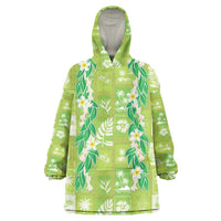 Aloha Hawaii Tuberose Lei Wearable Blanket Hoodie Tropical Vibes Green Color LT14 One Size Green - Polynesian Pride