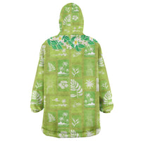 Aloha Hawaii Tuberose Lei Wearable Blanket Hoodie Tropical Vibes Green Color LT14 - Polynesian Pride