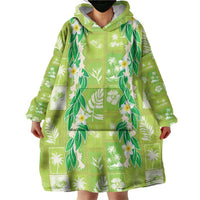 Aloha Hawaii Tuberose Lei Wearable Blanket Hoodie Tropical Vibes Green Color LT14 - Polynesian Pride