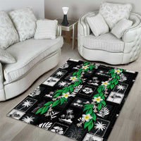 Aloha Hawaii Tuberose Lei Area Rug Tropical Vibes Black Color LT14 - Polynesian Pride