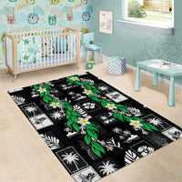 Aloha Hawaii Tuberose Lei Area Rug Tropical Vibes Black Color LT14 - Polynesian Pride