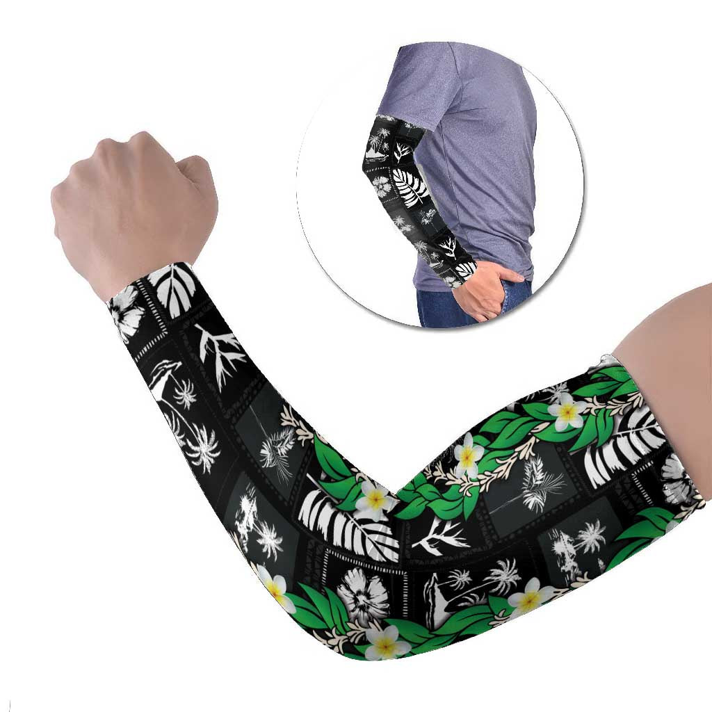 Aloha Hawaii Tuberose Lei Arm Sleeves Tropical Vibes Black Color LT14 Set of 2 Black - Polynesian Pride
