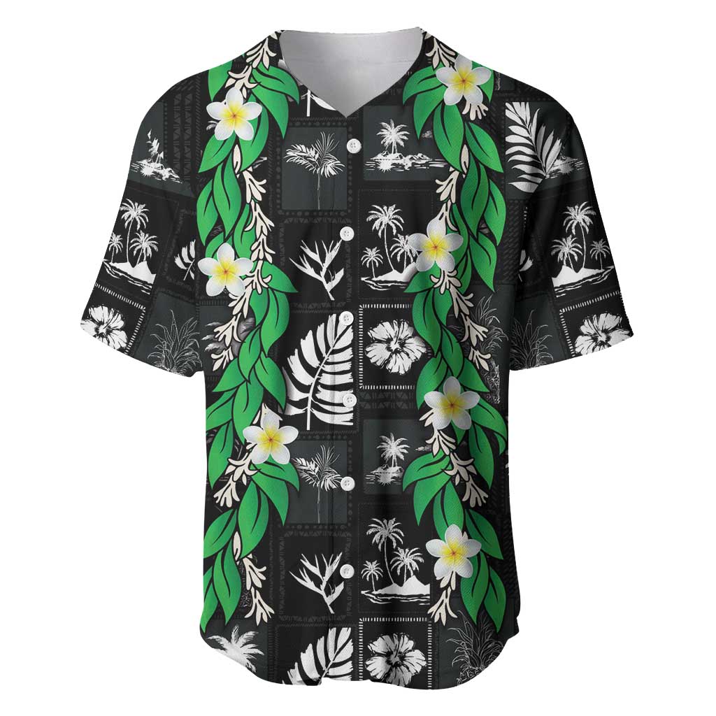 Aloha Hawaii Tuberose Lei Baseball Jersey Tropical Vibes Black Color LT14 Black - Polynesian Pride