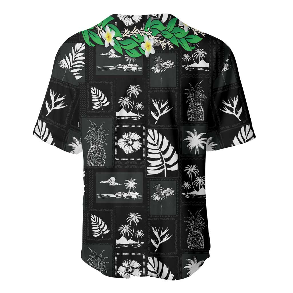Aloha Hawaii Tuberose Lei Baseball Jersey Tropical Vibes Black Color LT14 - Polynesian Pride