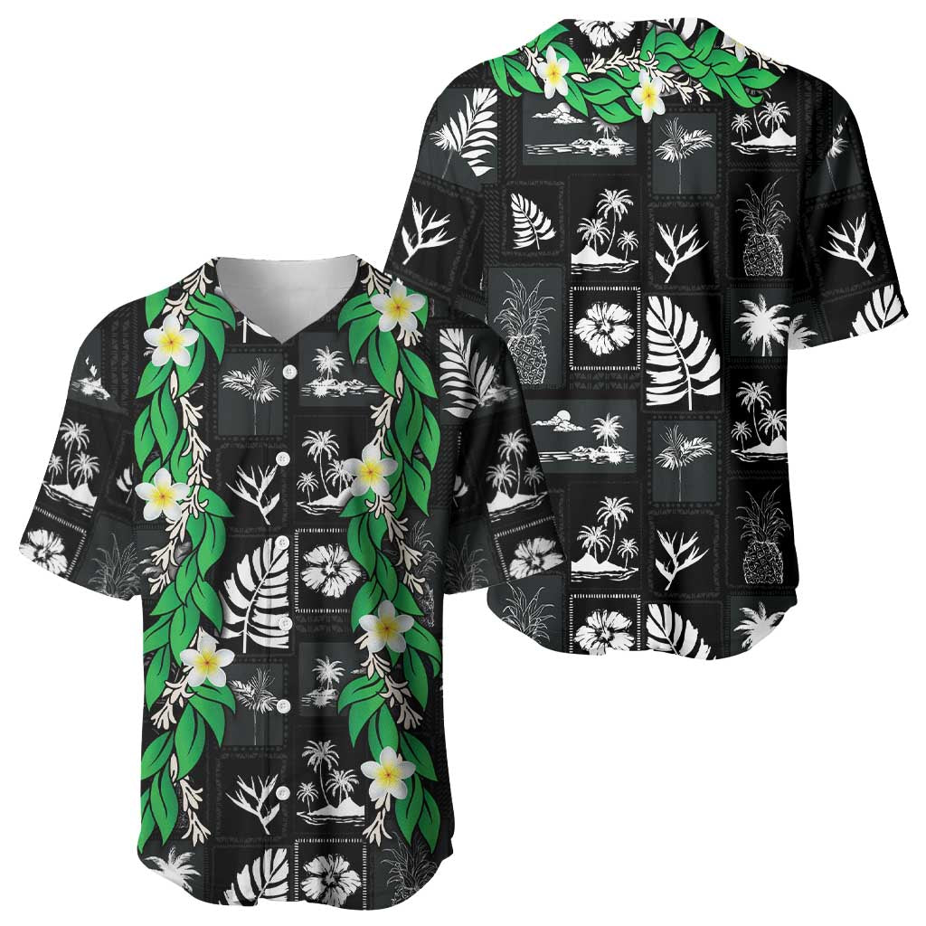 Aloha Hawaii Tuberose Lei Baseball Jersey Tropical Vibes Black Color LT14 - Polynesian Pride