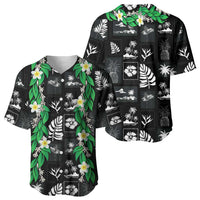 Aloha Hawaii Tuberose Lei Baseball Jersey Tropical Vibes Black Color LT14 - Polynesian Pride