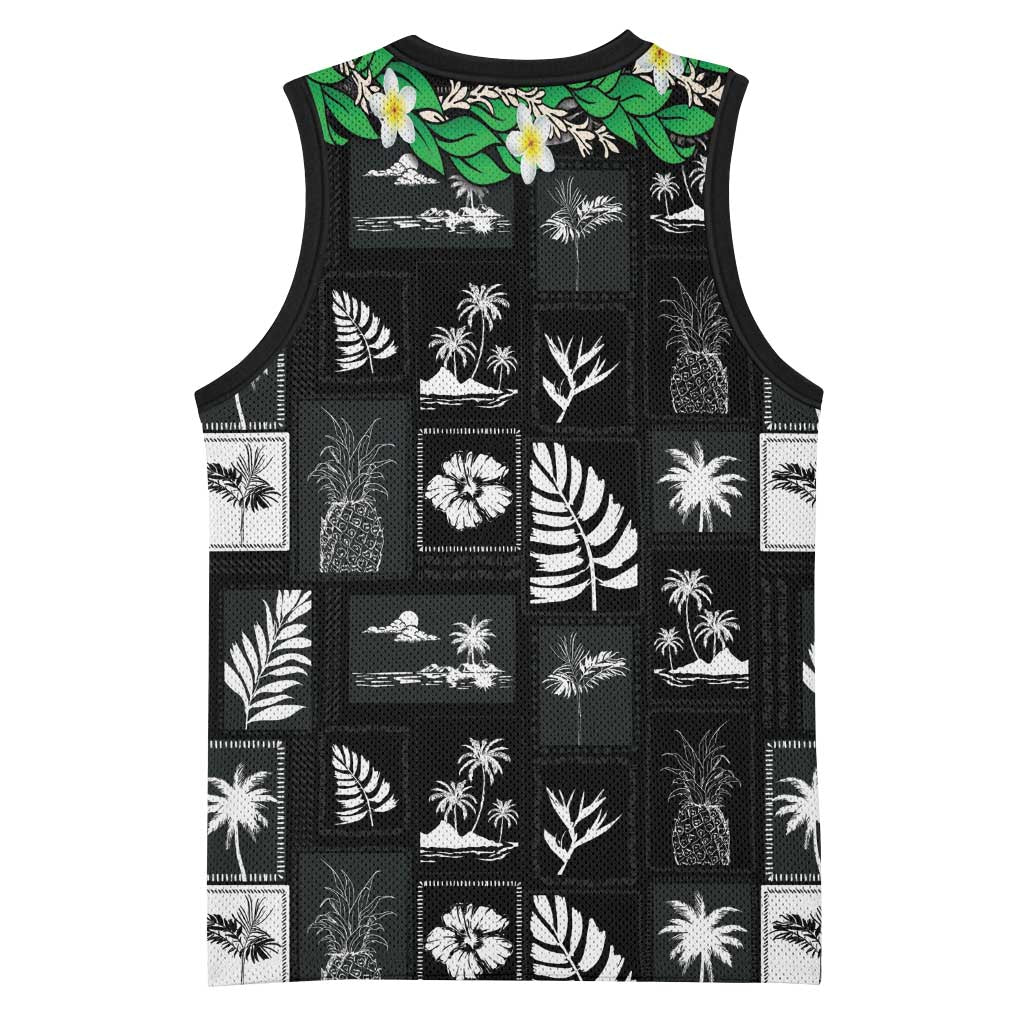 Aloha Hawaii Tuberose Lei Basketball Jersey Tropical Vibes Black Color LT14 - Polynesian Pride