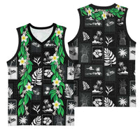 Aloha Hawaii Tuberose Lei Basketball Jersey Tropical Vibes Black Color LT14 - Polynesian Pride