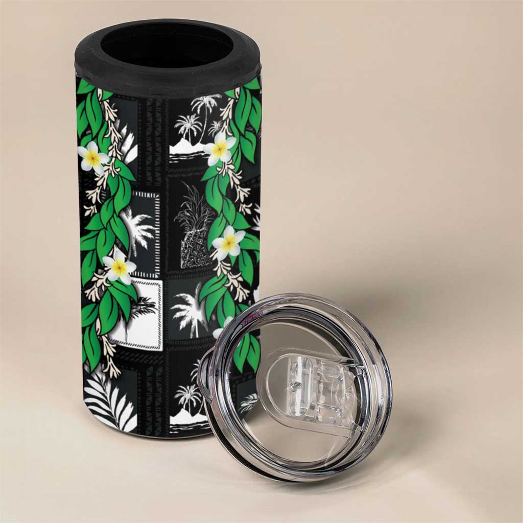 Aloha Hawaii Tuberose Lei 4 in 1 Can Cooler Tumbler Tropical Vibes Black Color LT14 - Polynesian Pride