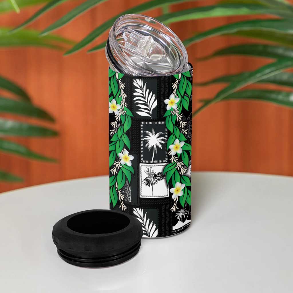Aloha Hawaii Tuberose Lei 4 in 1 Can Cooler Tumbler Tropical Vibes Black Color LT14 - Polynesian Pride