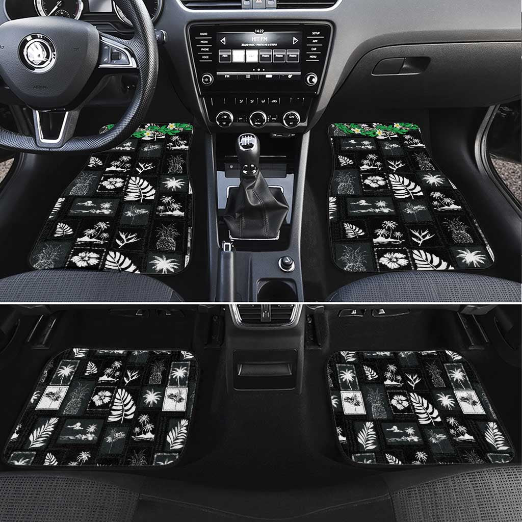 Aloha Hawaii Tuberose Lei Car Mats Tropical Vibes Black Color LT14 Set 4pcs Black - Polynesian Pride
