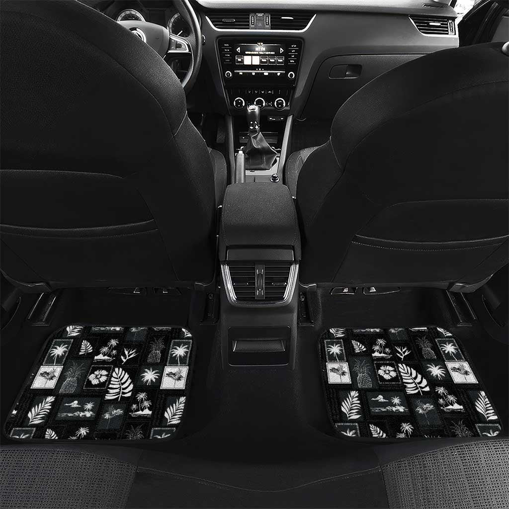 Aloha Hawaii Tuberose Lei Car Mats Tropical Vibes Black Color LT14 Set 2pcs - Back Black - Polynesian Pride