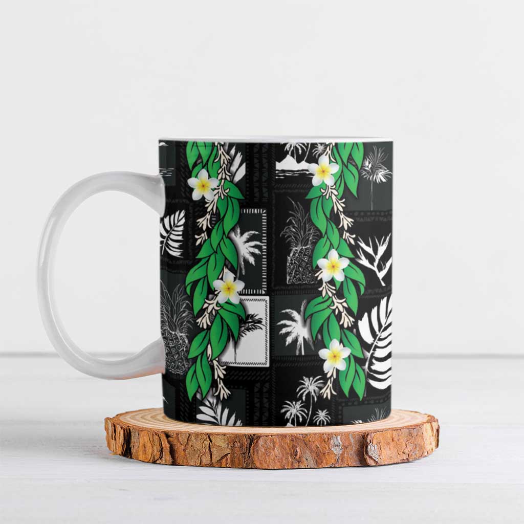 Aloha Hawaii Tuberose Lei Ceramic Mug Tropical Vibes Black Color LT14 Black - Polynesian Pride