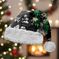 Aloha Hawaii Tuberose Lei Christmas Santa Hat Tropical Vibes Black Color LT14 With Fur Black - Polynesian Pride