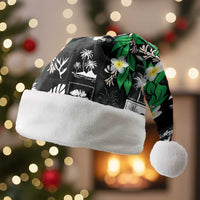 Aloha Hawaii Tuberose Lei Christmas Santa Hat Tropical Vibes Black Color LT14 Without Fur Black - Polynesian Pride